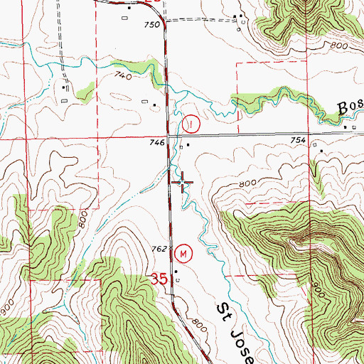 Topographic Map of Saint Joseph Coulee, WI