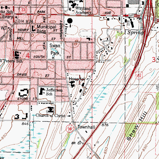 Topographic Map of Beaver Dam Community Hospital, WI