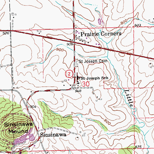 Topographic Map of Saint Joseph Elementary School, WI