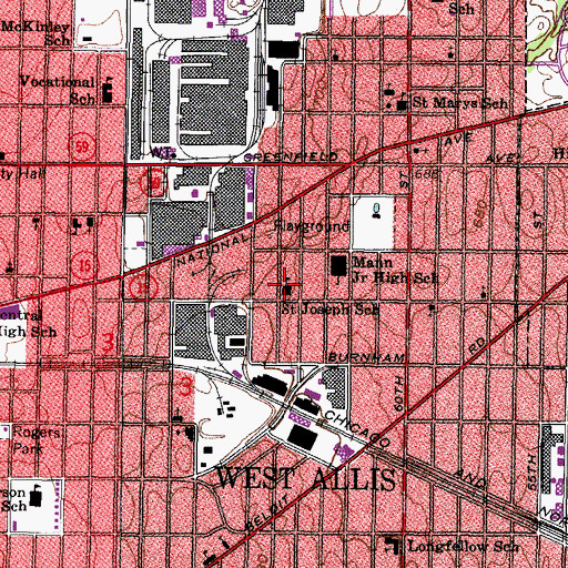 Topographic Map of Saint Joseph School, WI