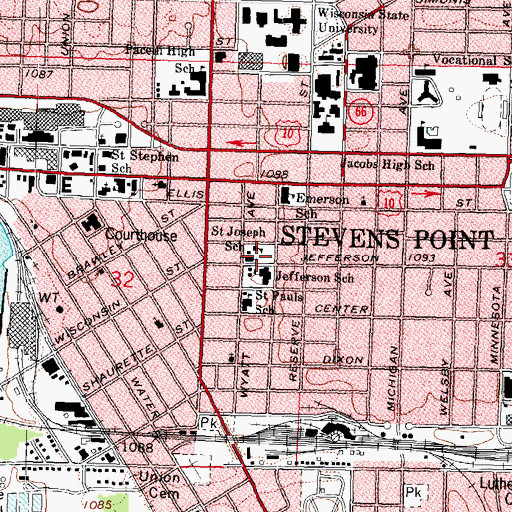 Topographic Map of Saint Joseph School, WI