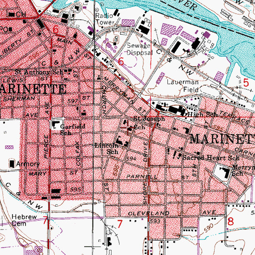 Topographic Map of Saint Joseph School, WI