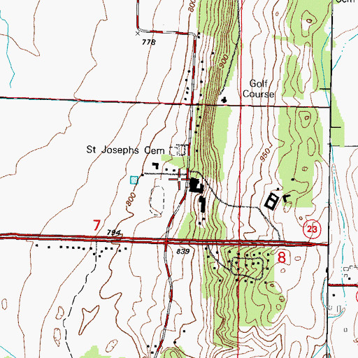 Topographic Map of Saint Joseph Cemetery, WI