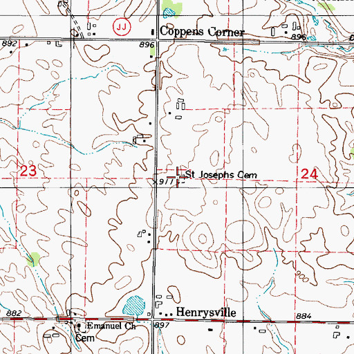 Topographic Map of Saint Josephs Cemetery, WI