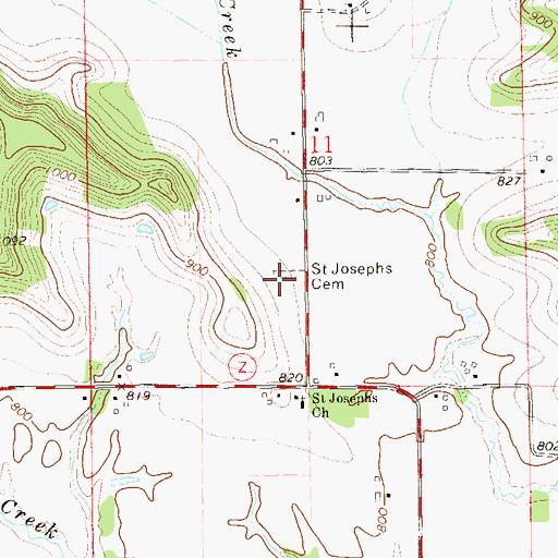 Topographic Map of Saint Josephs Cemetery, WI