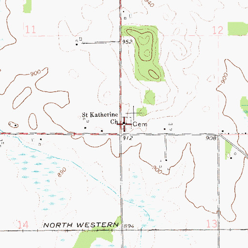 Topographic Map of Saint Katherine Church, WI