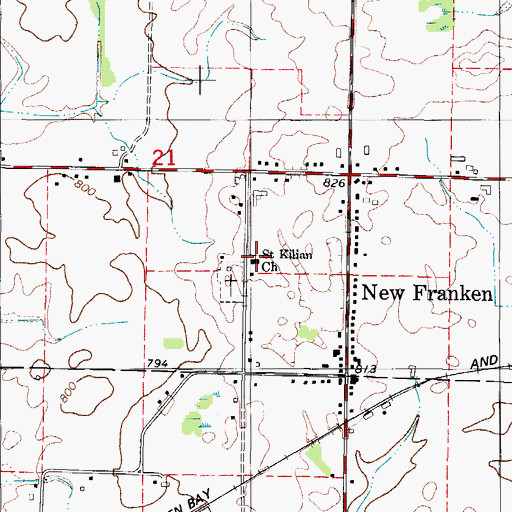 Topographic Map of Saint Kilian Church, WI