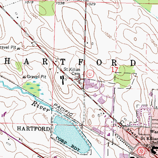 Topographic Map of Saint Kilian Cemetery, WI