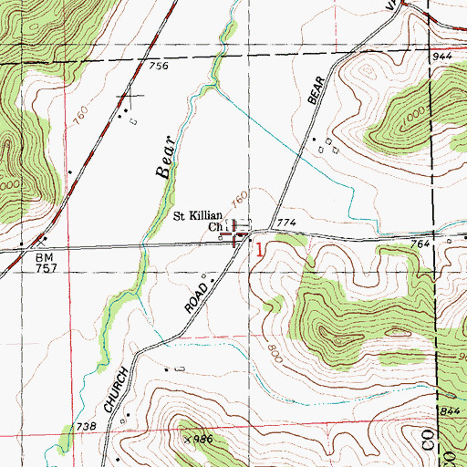Topographic Map of Saint Killian Church, WI