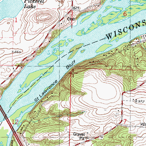 Topographic Map of Saint Lawrence Bluff, WI