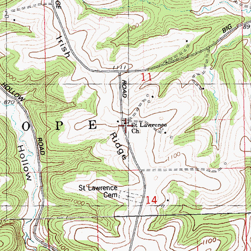 Topographic Map of Saint Lawrence Church, WI