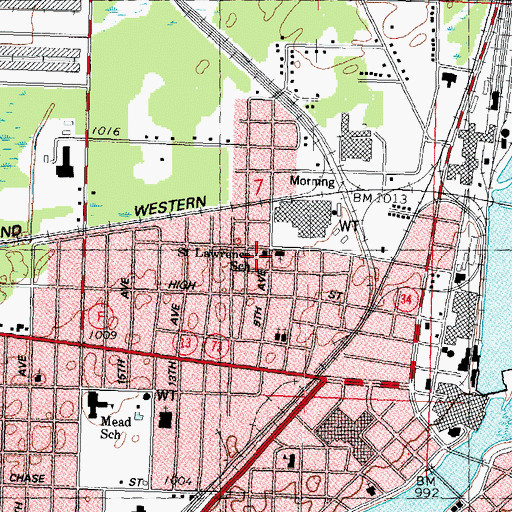 Topographic Map of Saint Lawrence Early Childhood Center, WI