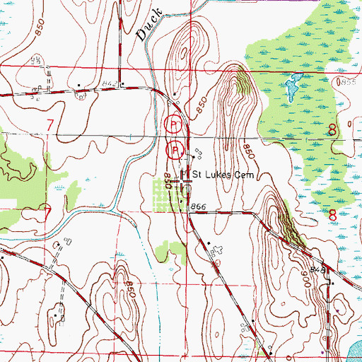 Topographic Map of Saint Luke's Cemetery, WI