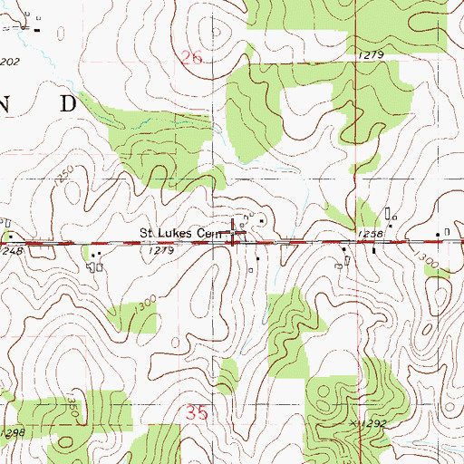 Topographic Map of Saint Lukes Cemetery, WI
