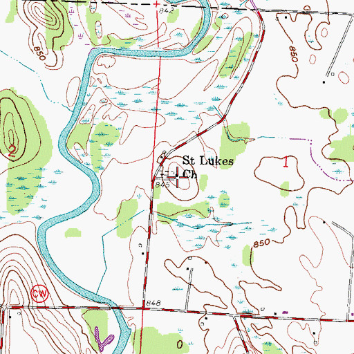 Topographic Map of Saint Lukes Church, WI