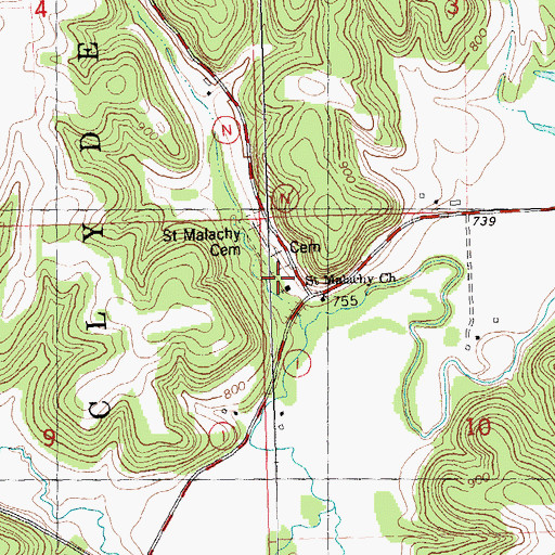 Topographic Map of Saint Malachy Church, WI