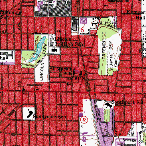 Topographic Map of Saint Joseph Catholic Academy - Lower Campus, WI