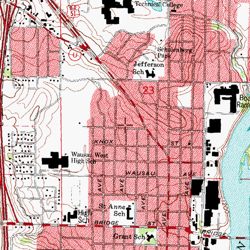 Topographic Map of Saint Marks School, WI