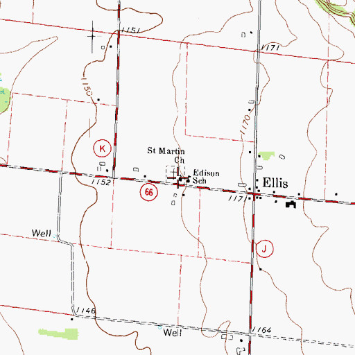 Topographic Map of Saint Martin Church, WI