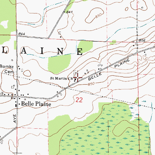 Topographic Map of Saint Martin Church, WI