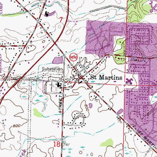 Topographic Map of Saint Martins, WI