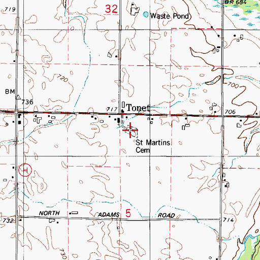 Topographic Map of Saint Martins Cemetery, WI