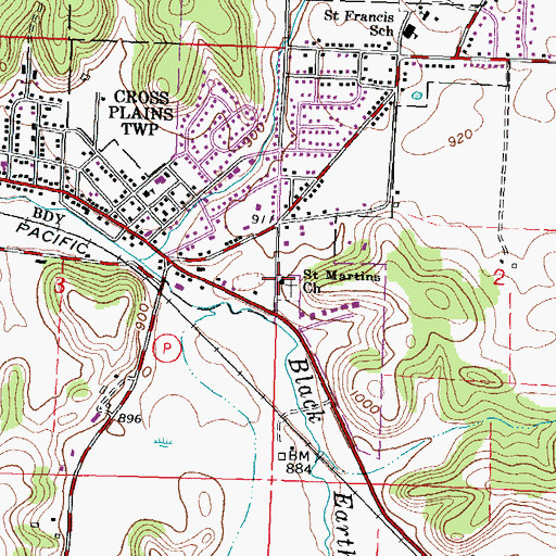 Topographic Map of Saint Martins Church, WI