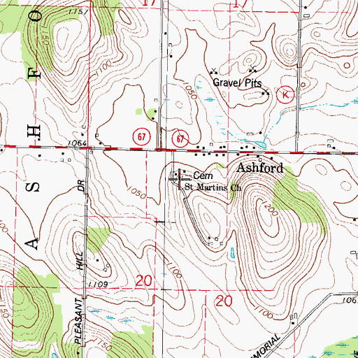 Topographic Map of Saint Martins Church, WI