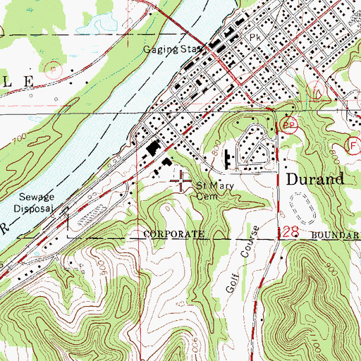 Topographic Map of Saint Mary's Cemetery, WI