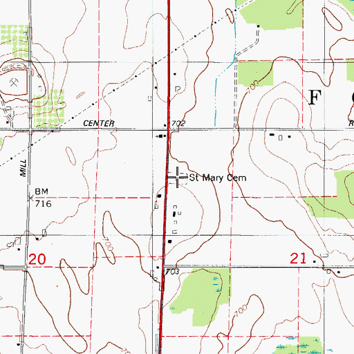 Topographic Map of Saint Mary Cemetery, WI