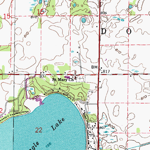 Topographic Map of Saint Mary Church, WI