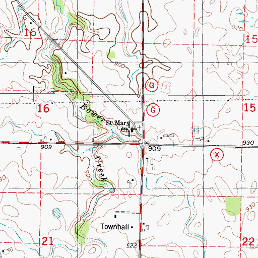 Topographic Map of Saint Mary Church, WI
