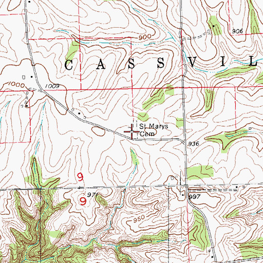 Topographic Map of Saint Marys Cemetery, WI