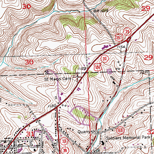 Topographic Map of Saint Mary's Cemetery, WI