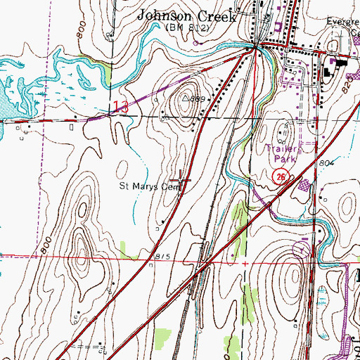 Topographic Map of Saint Marys Magdaline Cemetery, WI