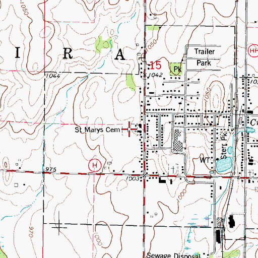 Topographic Map of Saint Mary's Cemetery, WI