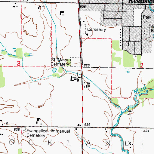 Topographic Map of Saint Mary's Cemetery, WI