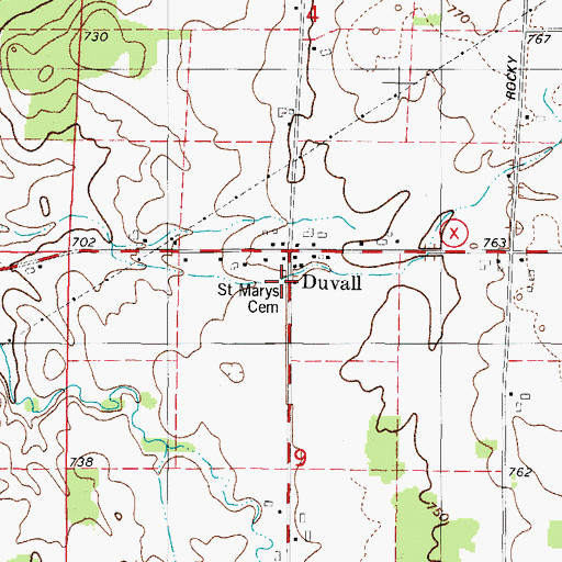 Topographic Map of Saint Marys Cemetery, WI