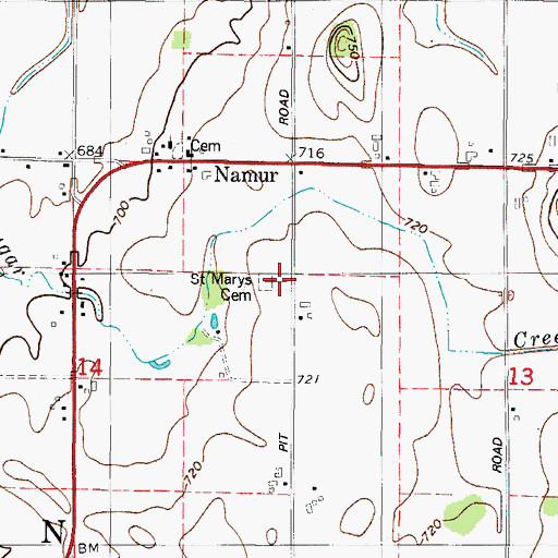 Topographic Map of Saint Marys Cemetery, WI