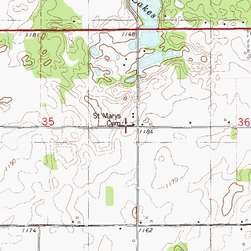 Topographic Map of Saint Marys Cemetery, WI