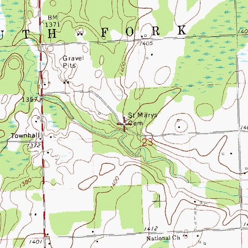 Topographic Map of Saint Marys Cemetery, WI