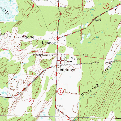 Topographic Map of Saint Marys Cemetery, WI