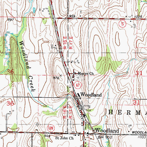 Topographic Map of Saint Marys Church, WI