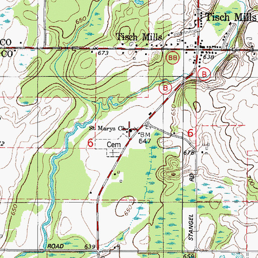 Topographic Map of Saint Mary Catholic Church, WI
