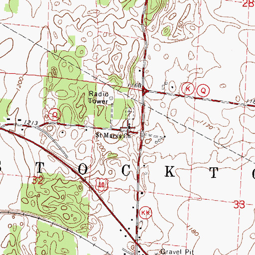 Topographic Map of Saint Marys Church, WI
