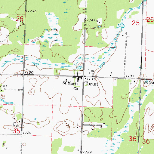 Topographic Map of Saint Marys Church, WI