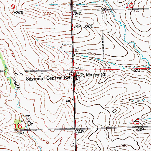 Topographic Map of Saint Marys Church, WI