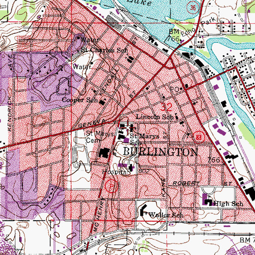 Topographic Map of Saint Mary's School, WI