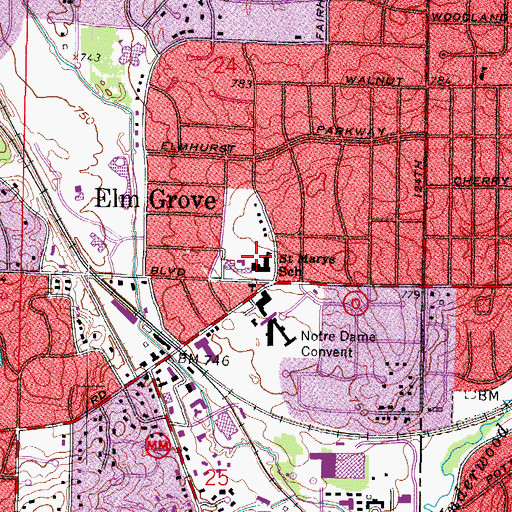 Topographic Map of Saint Marys School, WI