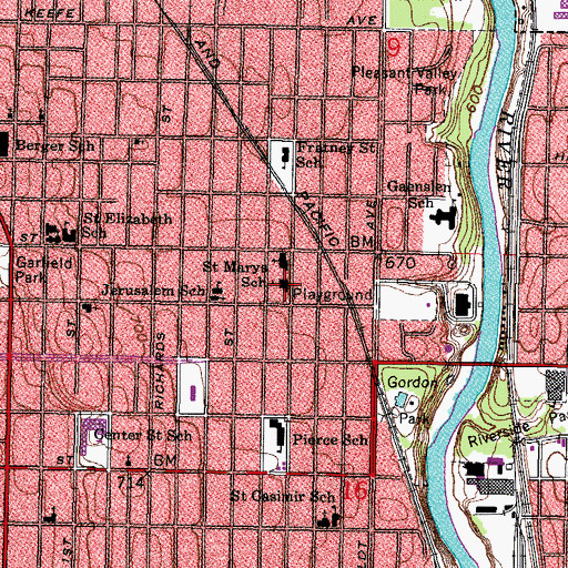Topographic Map of Messmer Preparatory Catholic School, WI